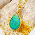 * 1 CANDY SPRINKLES 14KT YELLOW GOLD & DIAMOND AUSTRALIAN OPAL NECKLACE