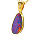 * CITY RAIN 14KT YELLOW GOLD & DIAMOND AUSTRALIAN OPAL NECKLACE