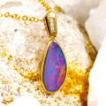 * CITY RAIN 14KT YELLOW GOLD & DIAMOND AUSTRALIAN OPAL NECKLACE