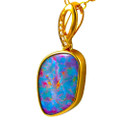* 1 RUNNING IN THE RAIN 14KT YELLOW GOLD & DIAMOND AUSTRALIAN OPAL NECKLACE