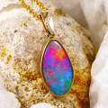 * GREAT SUN 14KT YELLOW GOLD & DIAMOND AUSTRALIAN OPAL NECKLACE