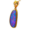 * 1 PEACHY BRIGHT 14KT YELLOW GOLD & DIAMOND AUSTRALIAN OPAL NECKLACE