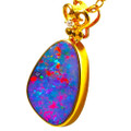 * 1 A SWEET HARMONY 14KT YELLOW GOLD & DIAMOND AUSTRALIAN OPAL NECKLACE