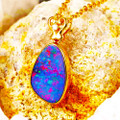 * 1 A SWEET HARMONY 14KT YELLOW GOLD & DIAMOND AUSTRALIAN OPAL NECKLACE