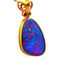 * 1 A SWEET HARMONY 14KT YELLOW GOLD & DIAMOND AUSTRALIAN OPAL NECKLACE