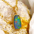 * CRIOX 14KT YELLOW GOLD & DIAMOND AUSTRALIAN OPAL NECKLACE