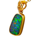 * CRIOX 14KT YELLOW GOLD & DIAMOND AUSTRALIAN OPAL NECKLACE