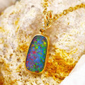 * CRIOX 14KT YELLOW GOLD & DIAMOND AUSTRALIAN OPAL NECKLACE