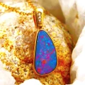 * LADY LUCK 14KT YELLOW GOLD & DIAMOND AUSTRALIAN OPAL NECKLACE