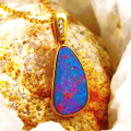 * LADY LUCK 14KT YELLOW GOLD & DIAMOND AUSTRALIAN OPAL NECKLACE