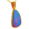* LADY LUCK 14KT YELLOW GOLD & DIAMOND AUSTRALIAN OPAL NECKLACE