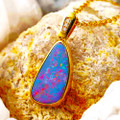 * LADY LUCK 14KT YELLOW GOLD & DIAMOND AUSTRALIAN OPAL NECKLACE