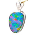 * GIRLSWORLD 14KT YELLOW GOLD & DIAMOND AUSTRALIAN OPAL NECKLACE