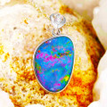 * 1 A GIRLSWORLD 14KT YELLOW GOLD & DIAMOND AUSTRALIAN OPAL NECKLACE