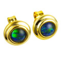 SILVER SILHOUETTE 18KT YELLOW GOLD PLATED AUSTRALIAN OPAL STUD EARRINGS