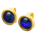 COBALT CASCADE 18KT YELLOW GOLD PLATED AUSTRALIAN OPAL STUD EARRINGS