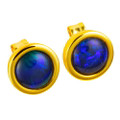 COBALT CASCADE 18KT YELLOW GOLD PLATED AUSTRALIAN OPAL STUD EARRINGS