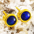 COBALT CASCADE 18KT YELLOW GOLD PLATED AUSTRALIAN OPAL STUD EARRINGS