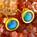 PLUM POISE 18KT YELLOW GOLD PLATED AUSTRALIAN OPAL STUD EARRINGS