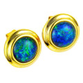 MINT MIST 18KT YELLOW GOLD PLATED AUSTRALIAN OPAL STUD EARRINGS