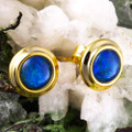 DEMURE COIN 18KT YELLOW GOLD PLATED AUSTRALIAN OPAL STUD EARRINGS