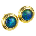 DEMURE COIN 18KT YELLOW GOLD PLATED AUSTRALIAN OPAL STUD EARRINGS