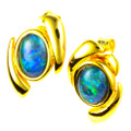 GLIDED GRACE 18KT YELLOW GOLD PLATED AUSTRALIAN OPAL STUD EARRINGS GLIDED GRACE 18KT YELLOW GOLD PLATED AUSTRALIAN OPAL STUD EARRINGS