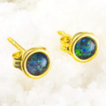 NAVY MUSE 18KT YELLOW GOLD PLATED AUSTRALIAN OPAL STUD EARRINGS