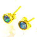 NAVY MUSE 18KT YELLOW GOLD PLATED AUSTRALIAN OPAL STUD EARRINGS
