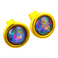 HONEYCOMB HAPPINESS 18KT GOLD PLATED AUSTRALIAN OPAL STUD EARRINGS