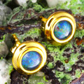 GOSSAMER 18KT YELLOW GOLD PLATED AUSTRALIAN OPAL STUD EARRINGS