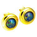 GOSSAMER 18KT YELLOW GOLD PLATED AUSTRALIAN OPAL STUD EARRINGS