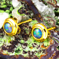 GOSSAMER 18KT YELLOW GOLD PLATED AUSTRALIAN OPAL STUD EARRINGS