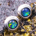 MOONSTONE MIST STERLING SILVER OPAL STUD EARRINGS