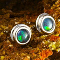 CRISP APPLE STERLING SILVER AUSTRALIAN OPAL STUD EARRINGS
