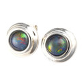 CRISP APPLE STERLING SILVER AUSTRALIAN OPAL STUD EARRINGS