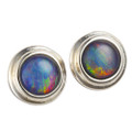 AMBER NECTAR STERLING SILVER AUSTRALIAN OPAL STUD EARRINGS