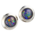 MORNING DEW STERLING SILVER OPAL STUD EARRINGS