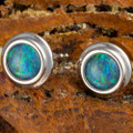 REGAL BLOOM STERLING SILVER AUSTRALIAN OPAL STUD EARRINGS