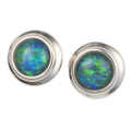REGAL BLOOM STERLING SILVER AUSTRALIAN OPAL STUD EARRINGS