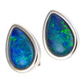 GLIDED LUSTER STERLING SILVER AUSTRALIAN OPAL STUD EARRINGS