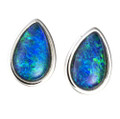 GLIDED LUSTER STERLING SILVER AUSTRALIAN OPAL STUD EARRINGS