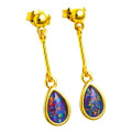SONIC WAVES 18KT GOLD PLATED AUSTRALIAN OPAL DROP EARRINGS