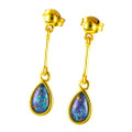 SONIC WAVES 18KT GOLD PLATED AUSTRALIAN OPAL DROP EARRINGS