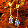 SONIC WAVES 18KT GOLD PLATED AUSTRALIAN OPAL DROP EARRINGS