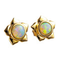A TWILIGHT TRINKETS 14KT GOLD WHITE OPAL STUD EARRINGS