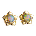 *1 A SUN FROLIC 14KT GOLD WHITE OPAL STUD EARRINGS