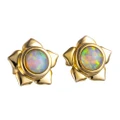 *1 A SUN FROLIC 14KT GOLD WHITE OPAL STUD EARRINGS