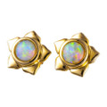 *1 A SUN FROLIC 14KT GOLD WHITE OPAL STUD EARRINGS