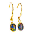 * 1 A CHERRY KISS 14KT YELLOW GOLD & DIAMOND OPAL EARRINGS